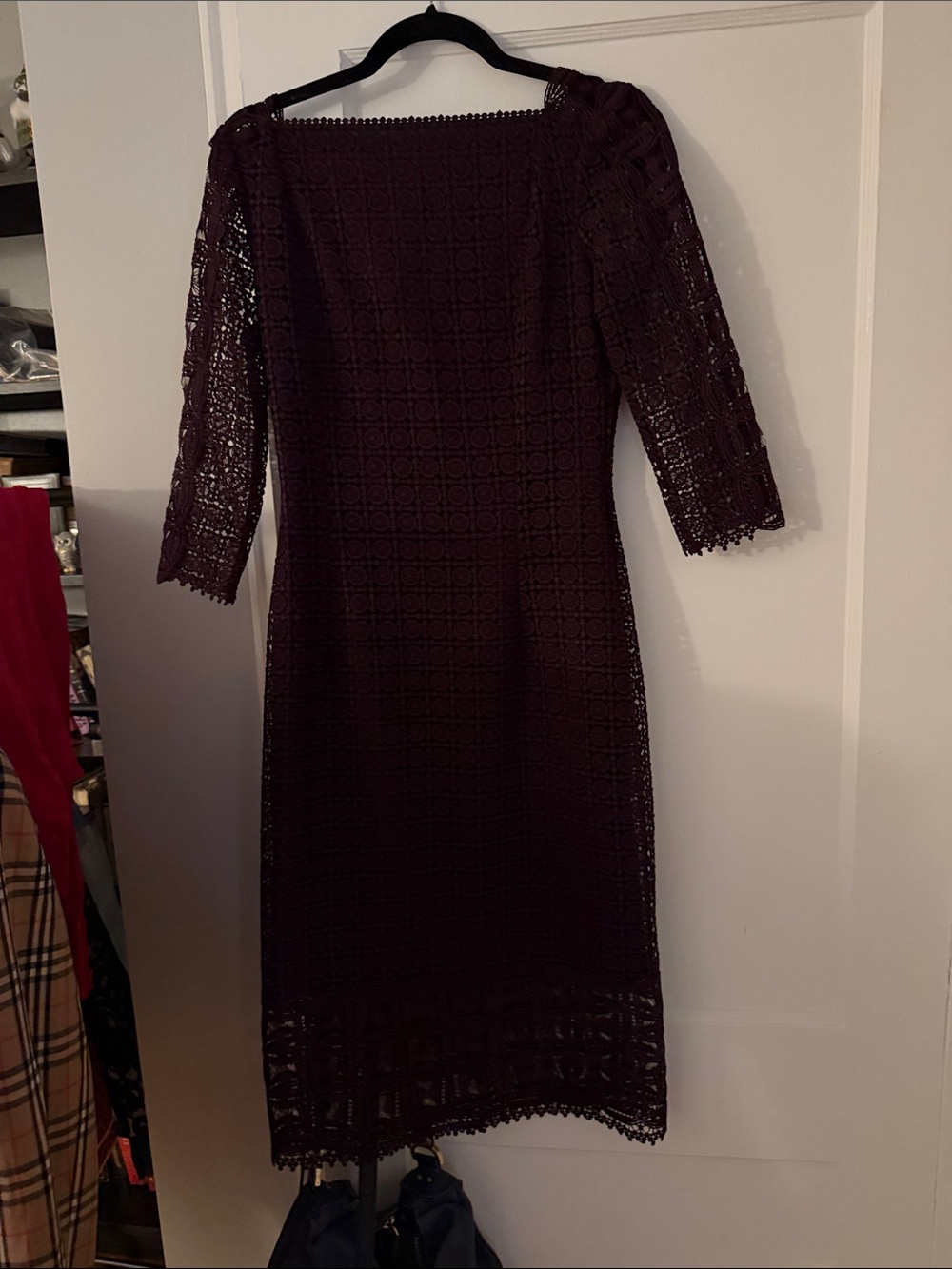 Massimo Dutti Plum Crochet Midi Dress